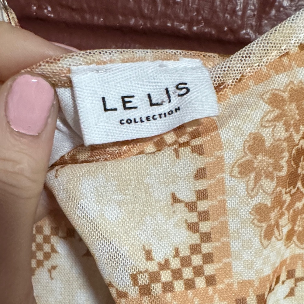Le Lis Tan And White Patchwork Patterned Mesh Bod… - image 2